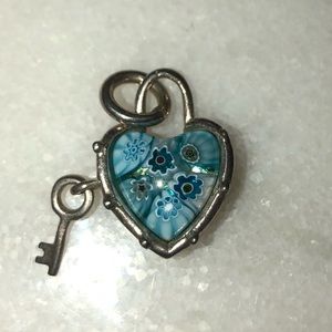 Brighton Turquoise Silver Heart And Key Pendant 925